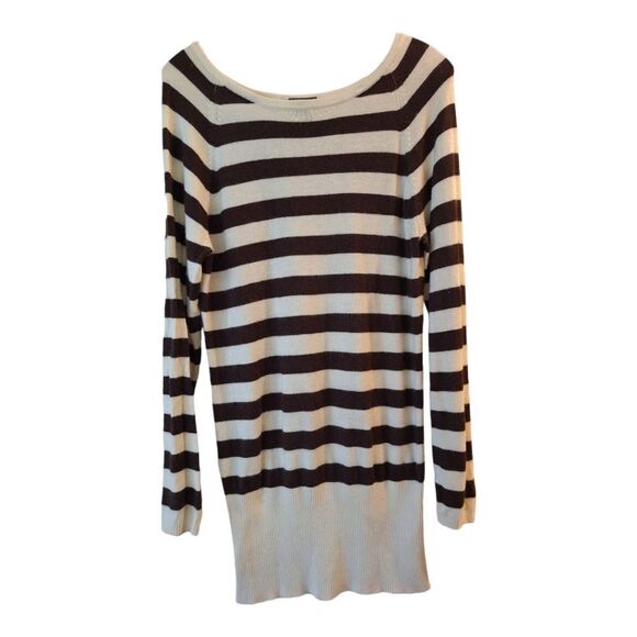 Kenneth Cole Silk Angora Rabbit Hair Striped Sweater Dress Tunic Pullover Size M - Picture 2 of 12
